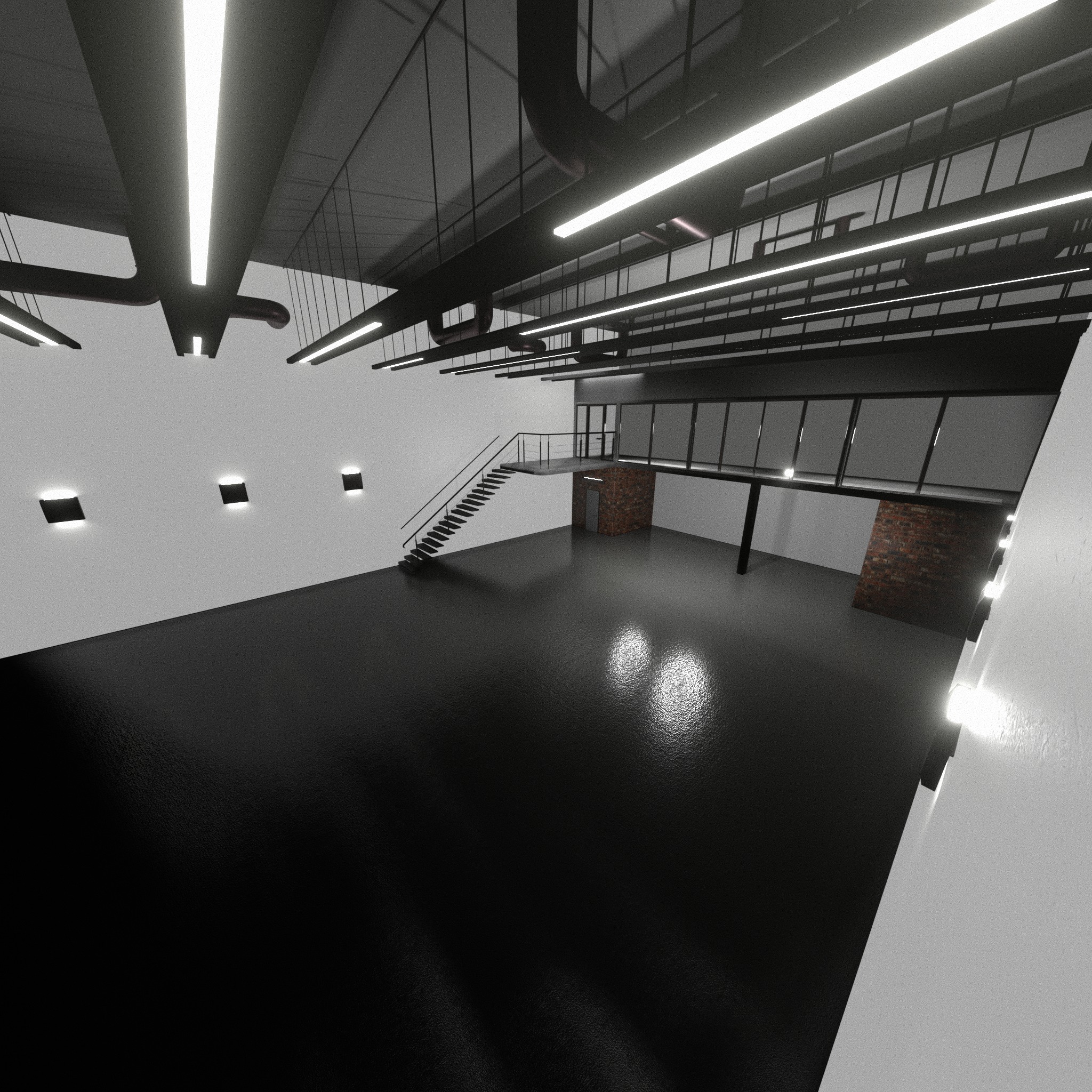 Warehouse car studio interior 3D model_8