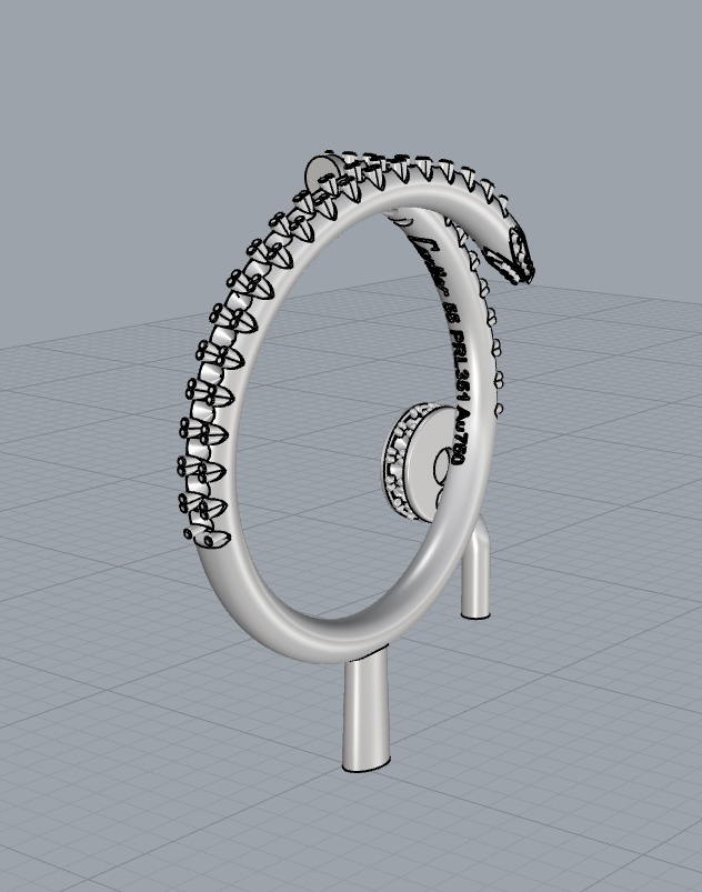 Ring Juste un Clou with diamond EU 57 sz 3D print model_4