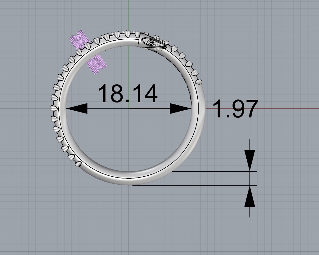 Ring Juste un Clou with diamond EU 57 sz 3D print model_2