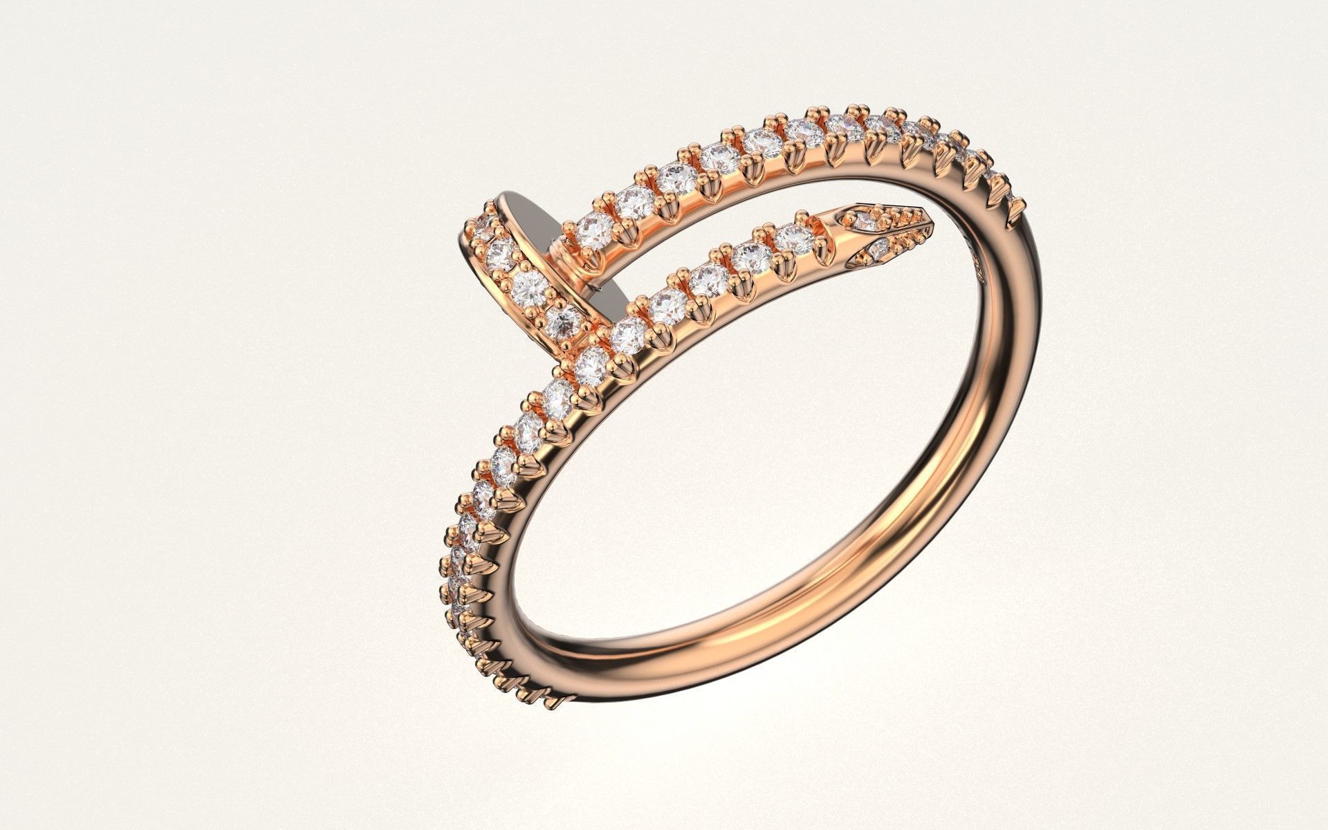 Ring Juste un Clou with diamond EU 57 sz 3D print model_1