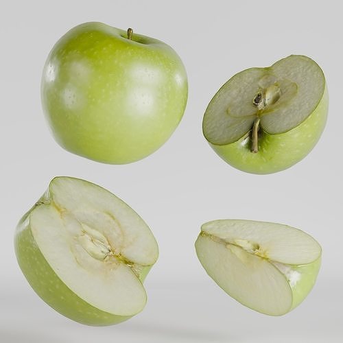 Green Apple - Granny Smith Low-poly 3D model 2