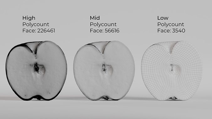 Green Apple - Granny Smith Low-poly 3D model 7