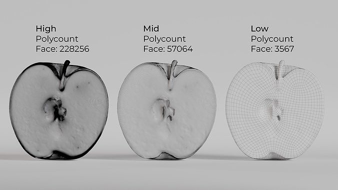 Green Apple - Granny Smith Low-poly 3D model 6
