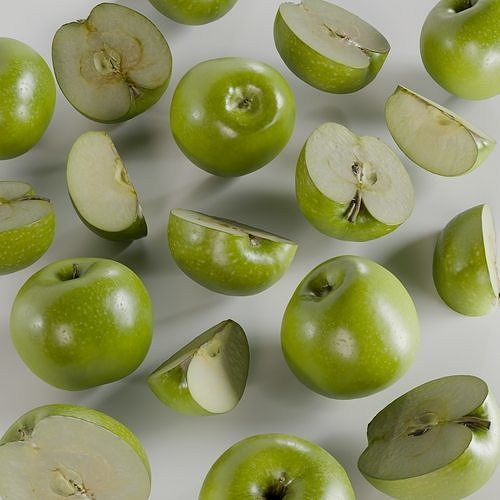 Green Apple - Granny Smith Low-poly 3D model 3