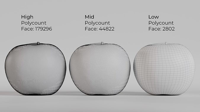 Green Apple - Granny Smith Low-poly 3D model 5