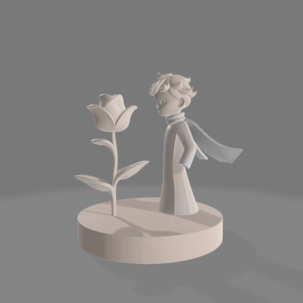 Little Prince with Growing Rose 3D print model_3