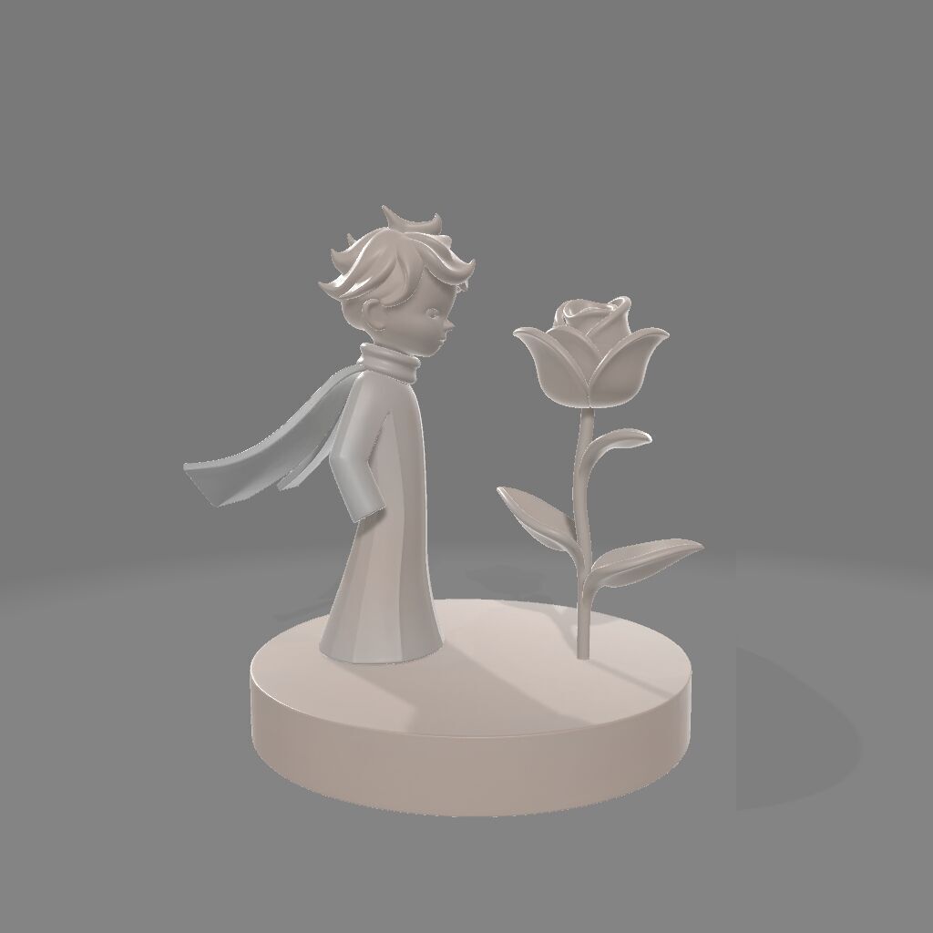Little Prince with Growing Rose 3D print model_1