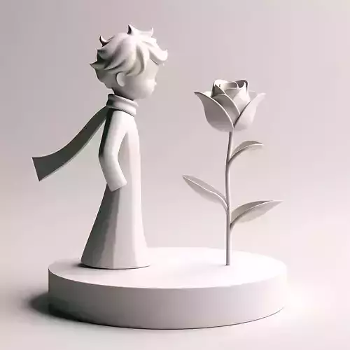 Little Prince with Growing Rose 3D print model