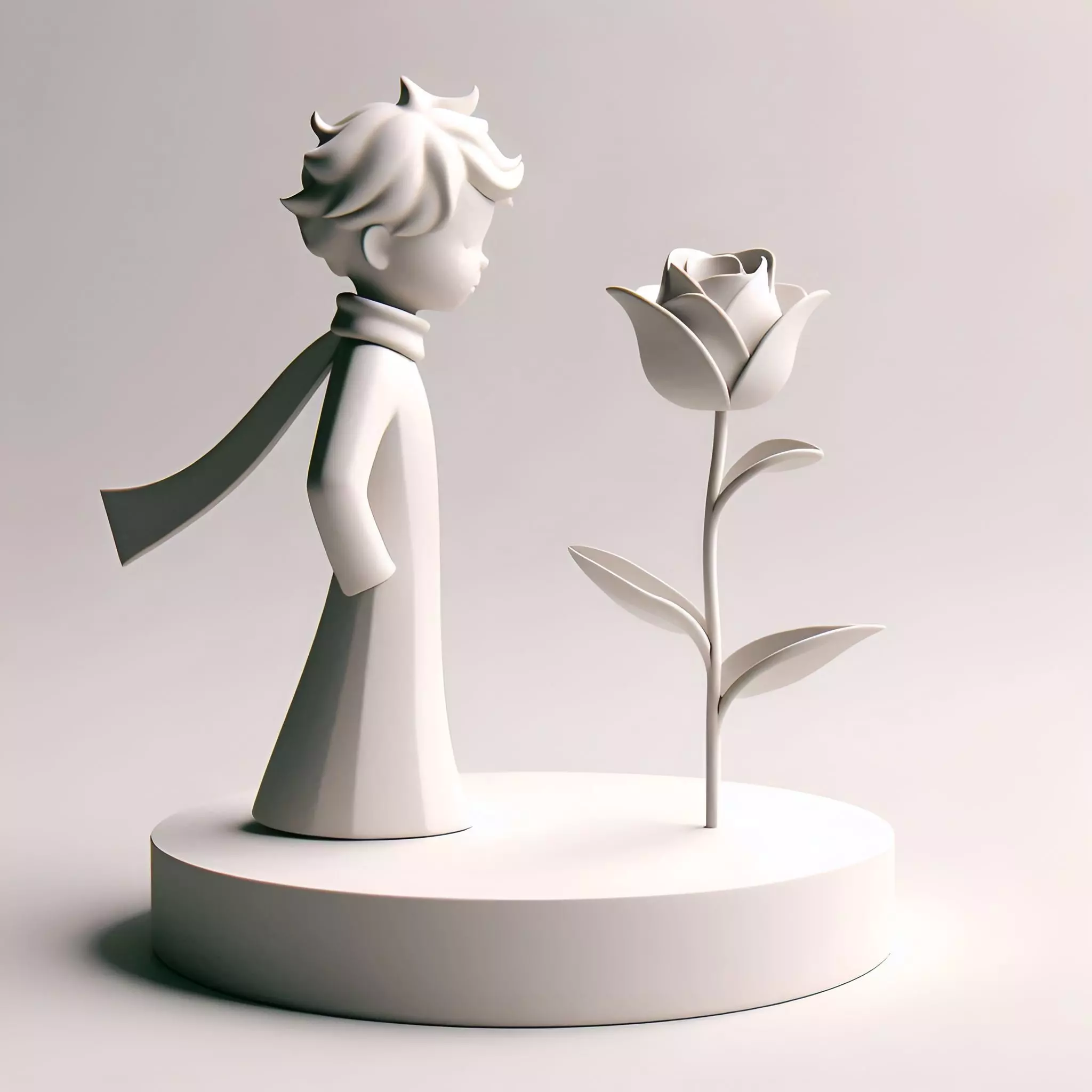 Little Prince with Growing Rose 3D print model_0