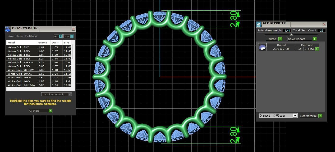 U Shaped Eternity Ring 2 point 6 mm stone size swiss 9 and EU49 3D print model_4