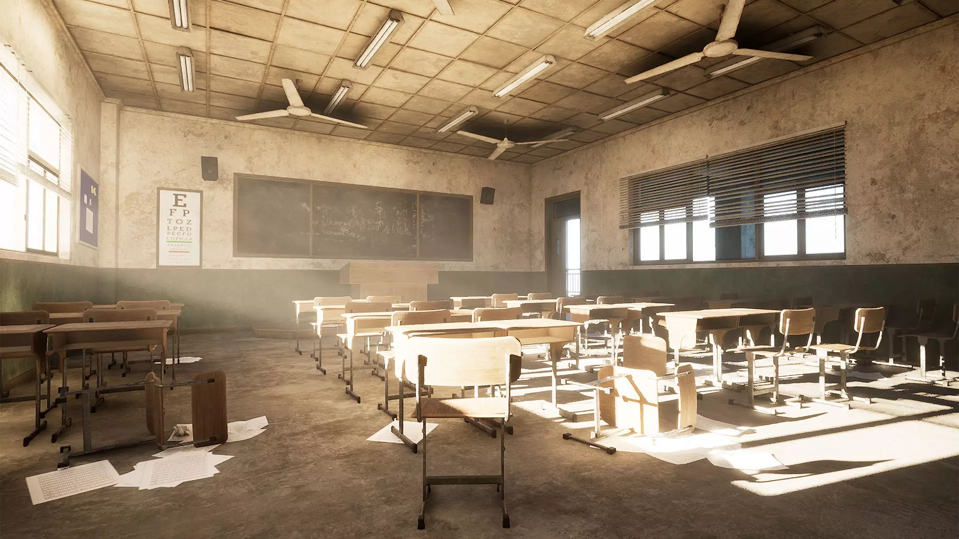 Abandoned School Low-poly 3D model_0