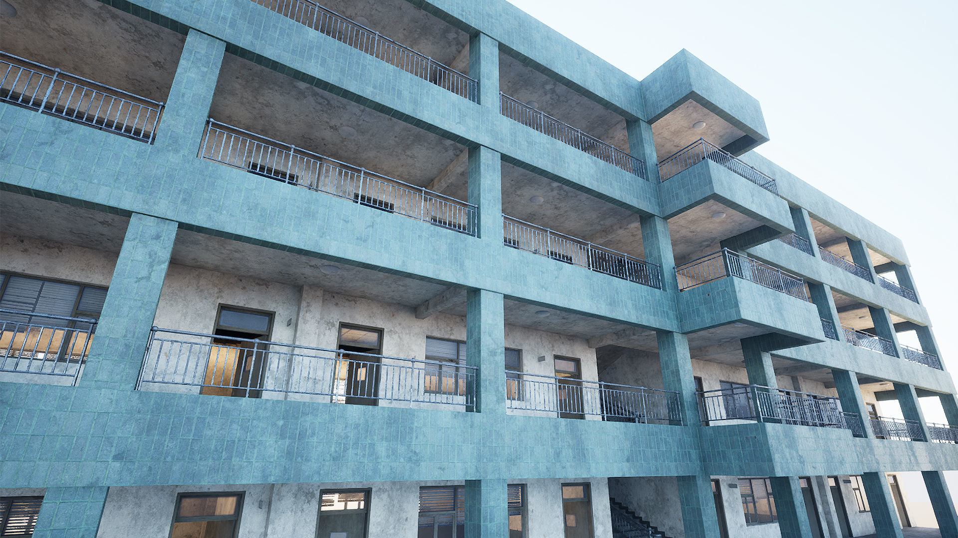 Abandoned School Low-poly 3D model_9