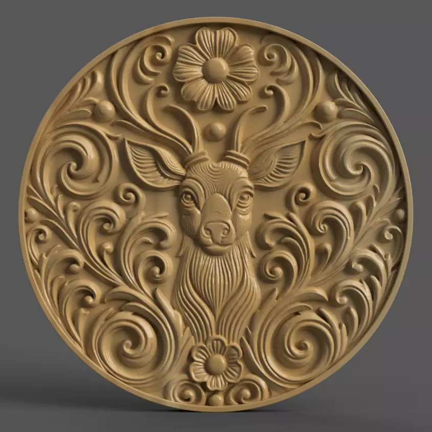 Deer Christmas Ornament for Tree Wall Art and Keychain clock 3D print model_0