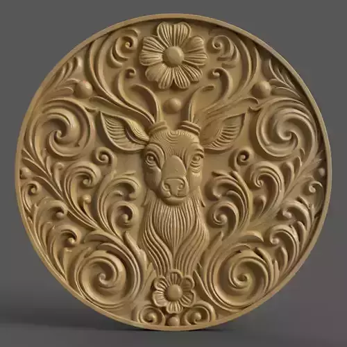 Deer Christmas Ornament for Tree Wall Art and Keychain clock 3D print model