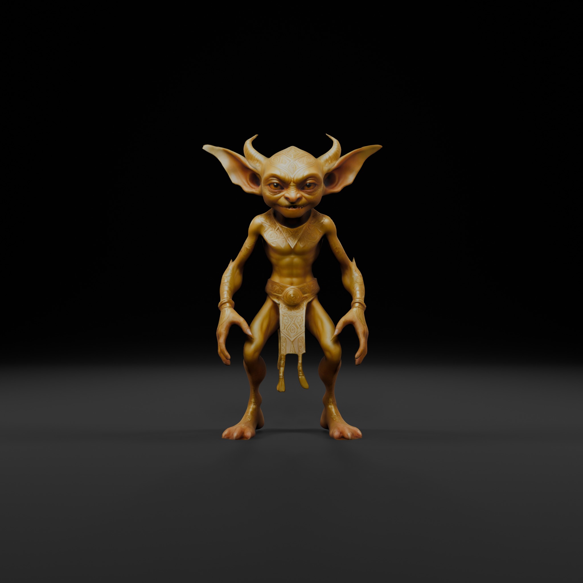 Golden Goblin - Game-Ready Low-Poly Character Low-poly 3D model_1