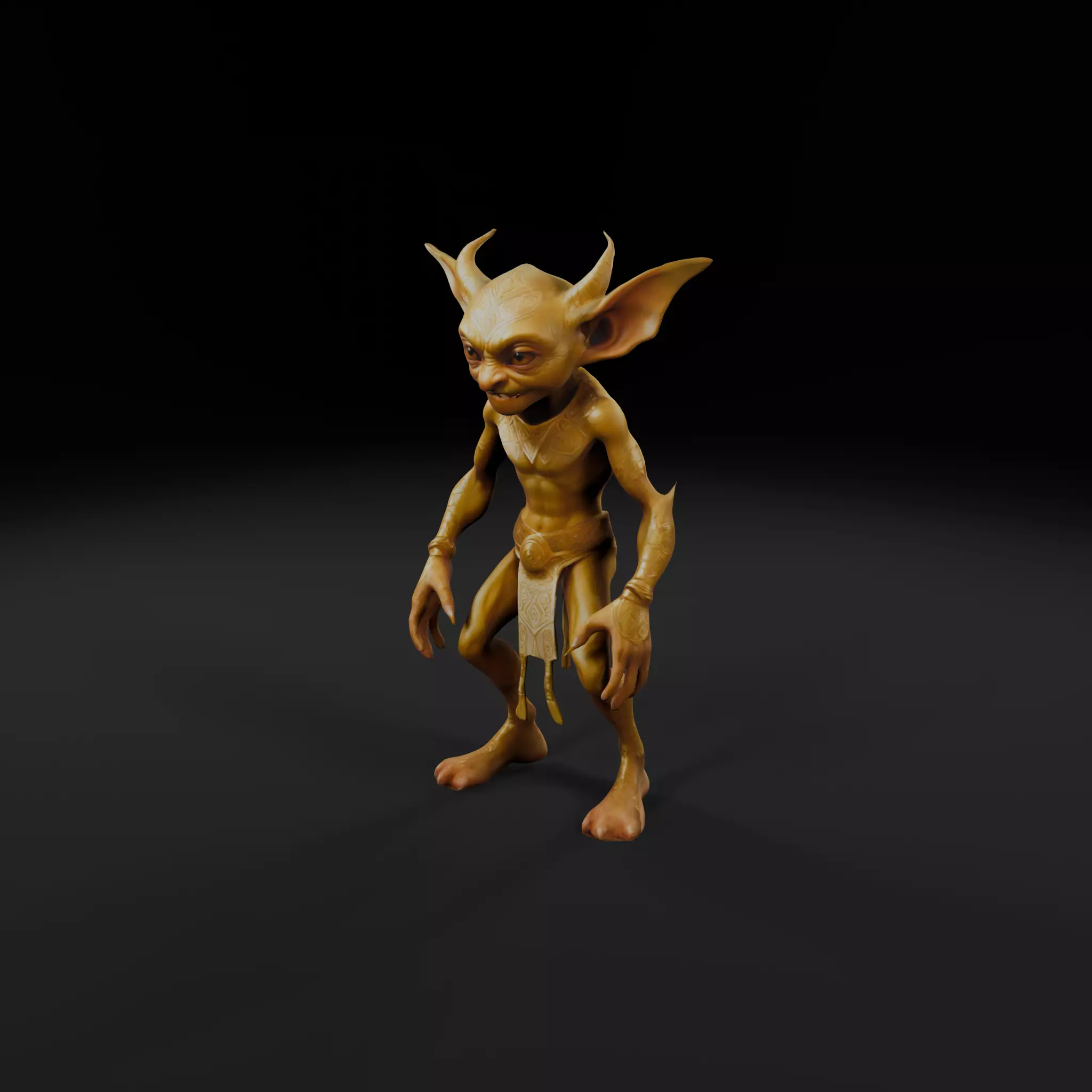 Golden Goblin - Game-Ready Low-Poly Character Low-poly 3D model_0