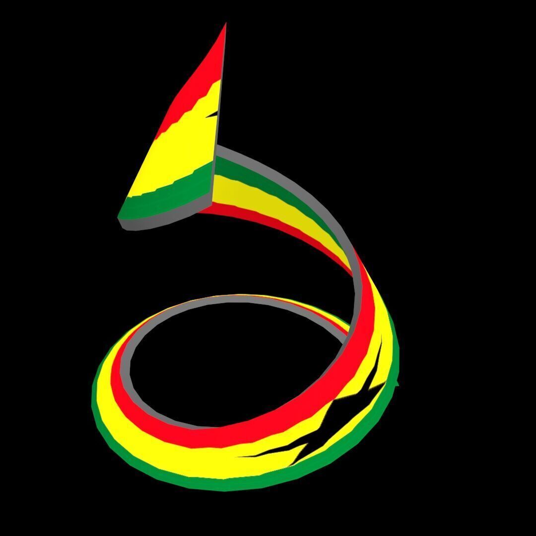 Ghana Flag on a double spiral helix structure 3D model_61
