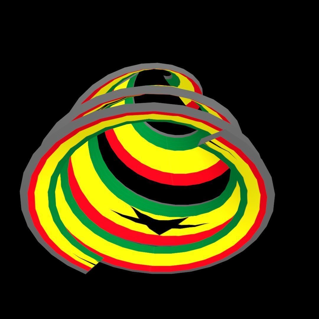 Ghana Flag on a double spiral helix structure 3D model_44