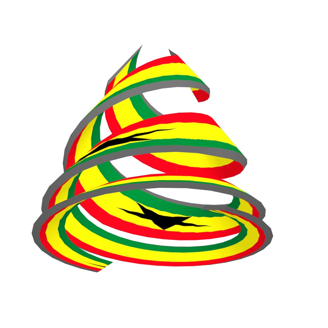 Ghana Flag on a double spiral helix structure 3D model_19