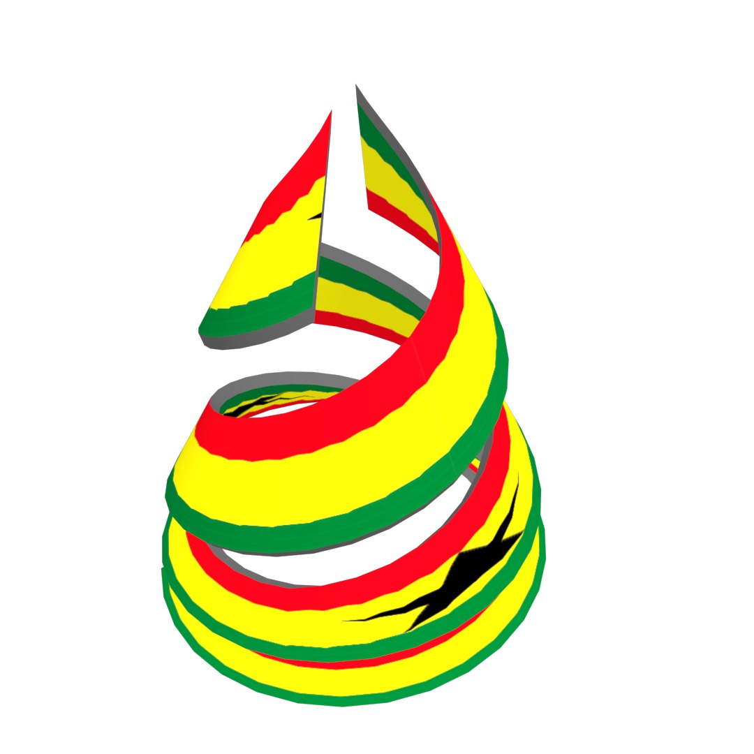 Ghana Flag on a double spiral helix structure 3D model_25