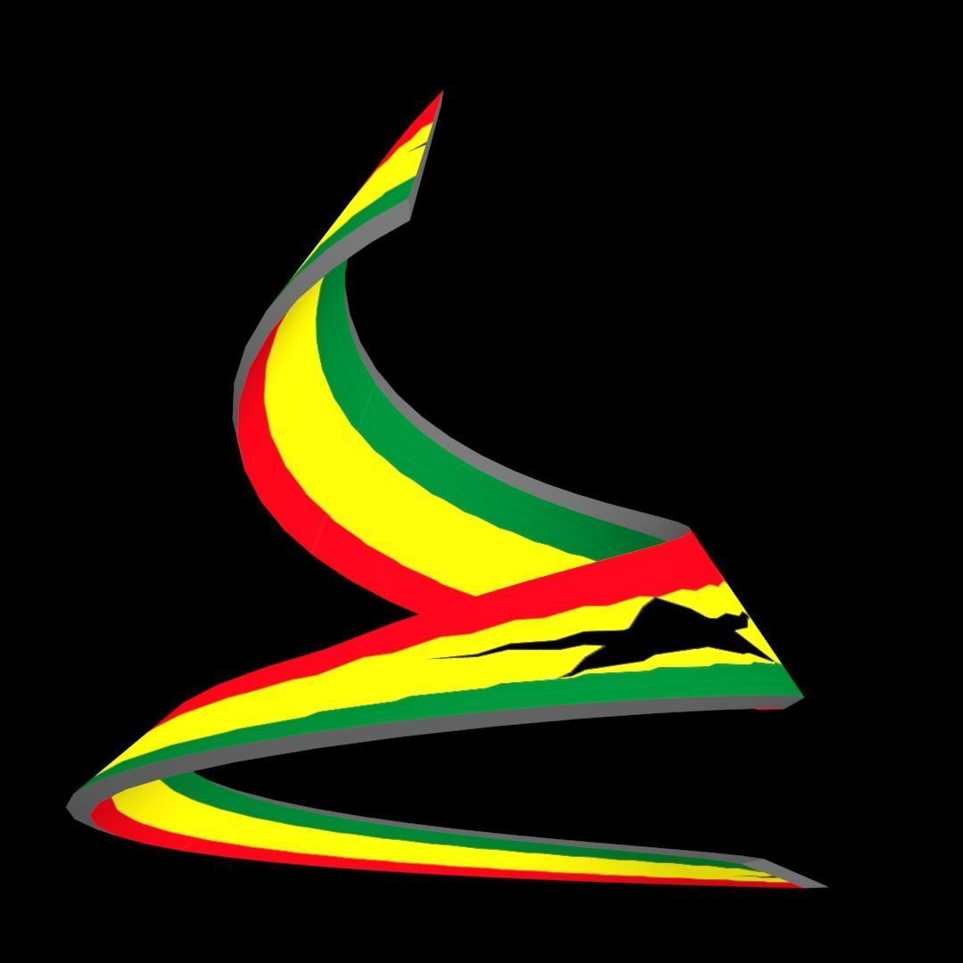 Ghana Flag on a double spiral helix structure 3D model_63