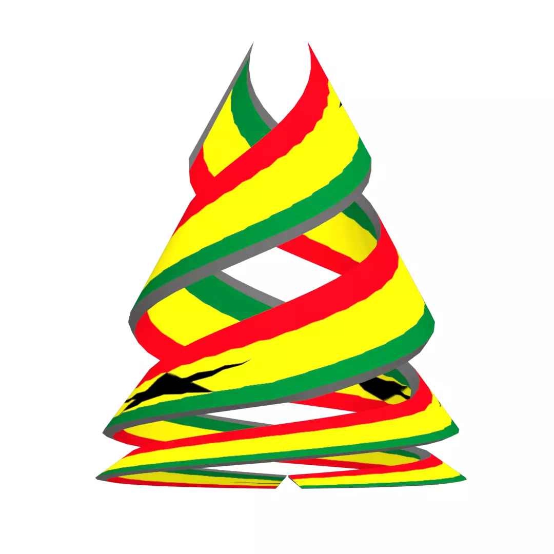 Ghana Flag on a double spiral helix structure 3D model_0