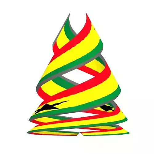 Ghana Flag on a double spiral helix structure