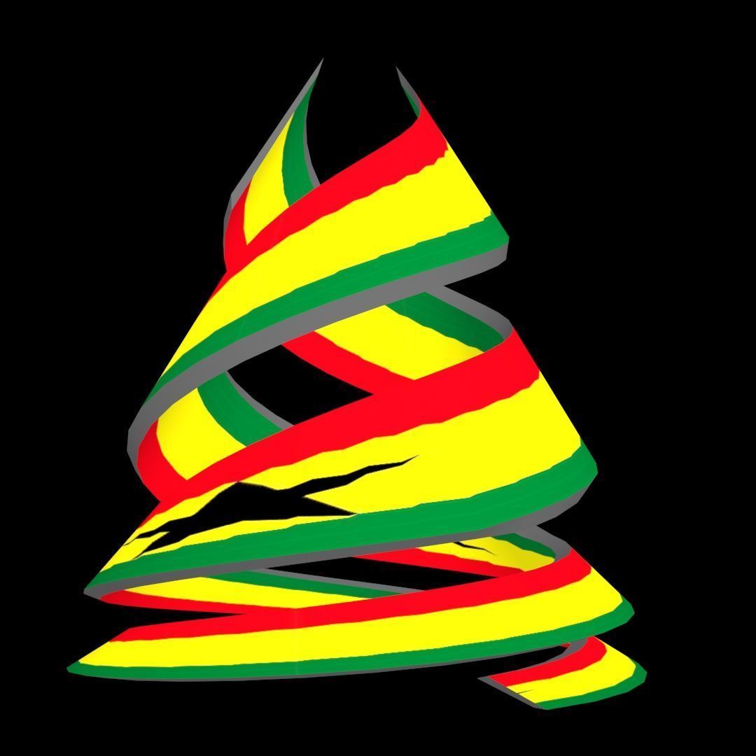 Ghana Flag on a double spiral helix structure 3D model_51