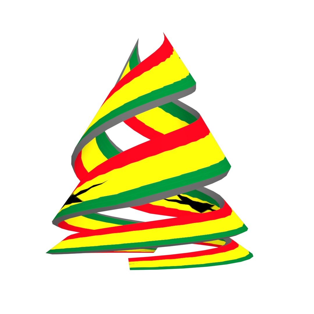 Ghana Flag on a double spiral helix structure 3D model_15