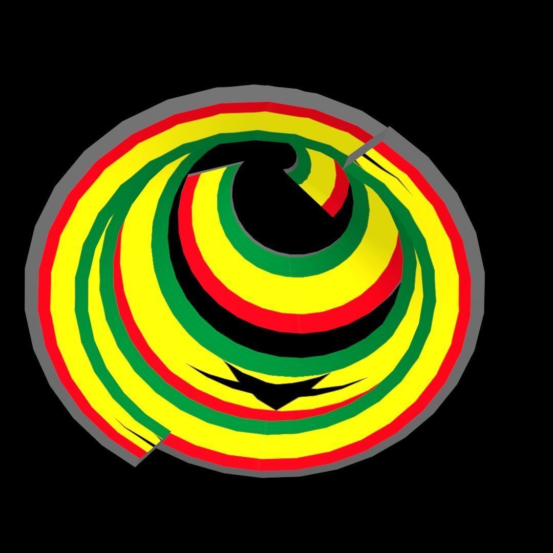 Ghana Flag on a double spiral helix structure 3D model_46