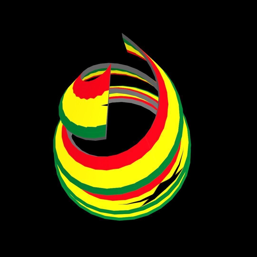 Ghana Flag on a double spiral helix structure 3D model_48