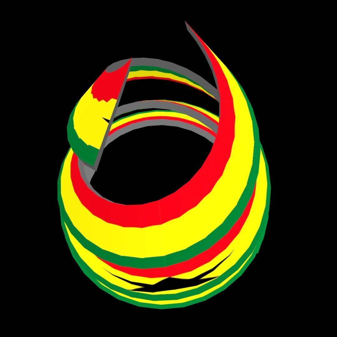 Ghana Flag on a double spiral helix structure 3D model_37
