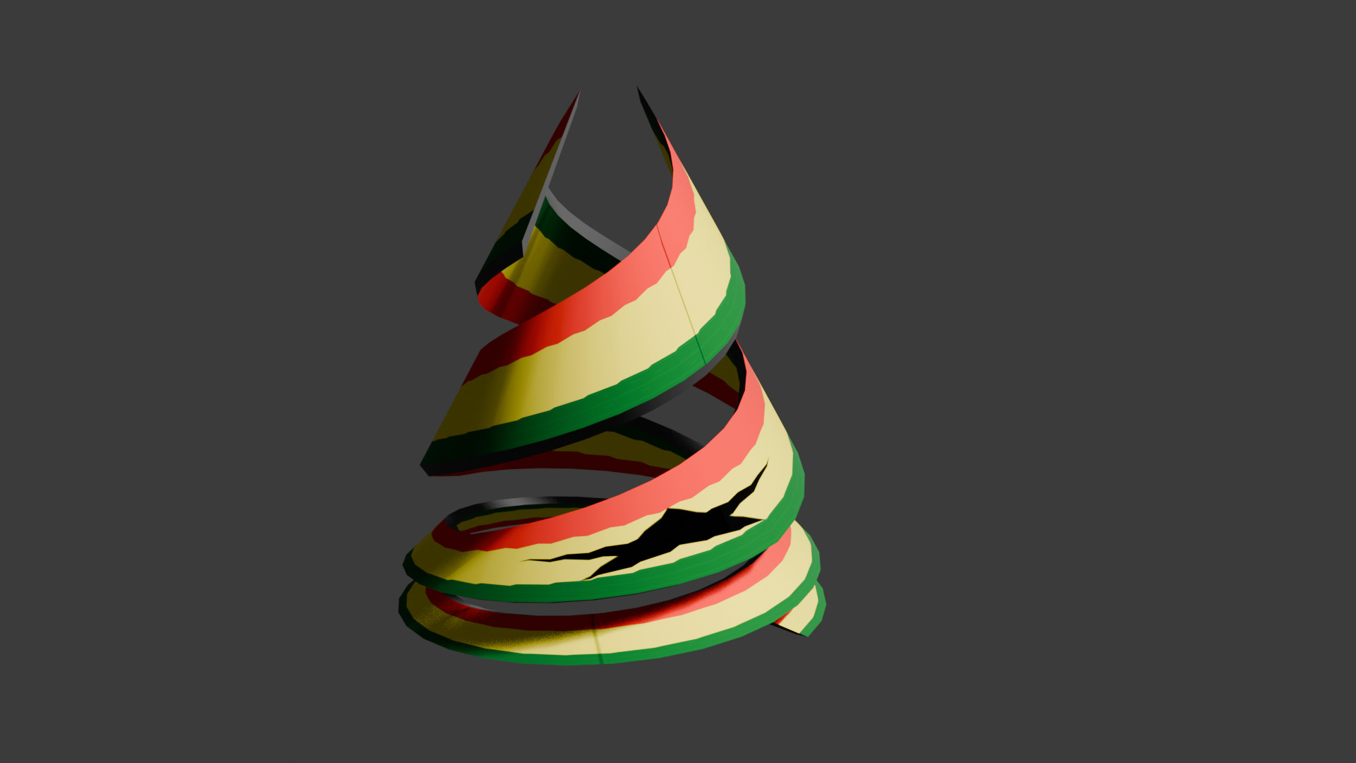 Ghana Flag on a double spiral helix structure 3D model_56