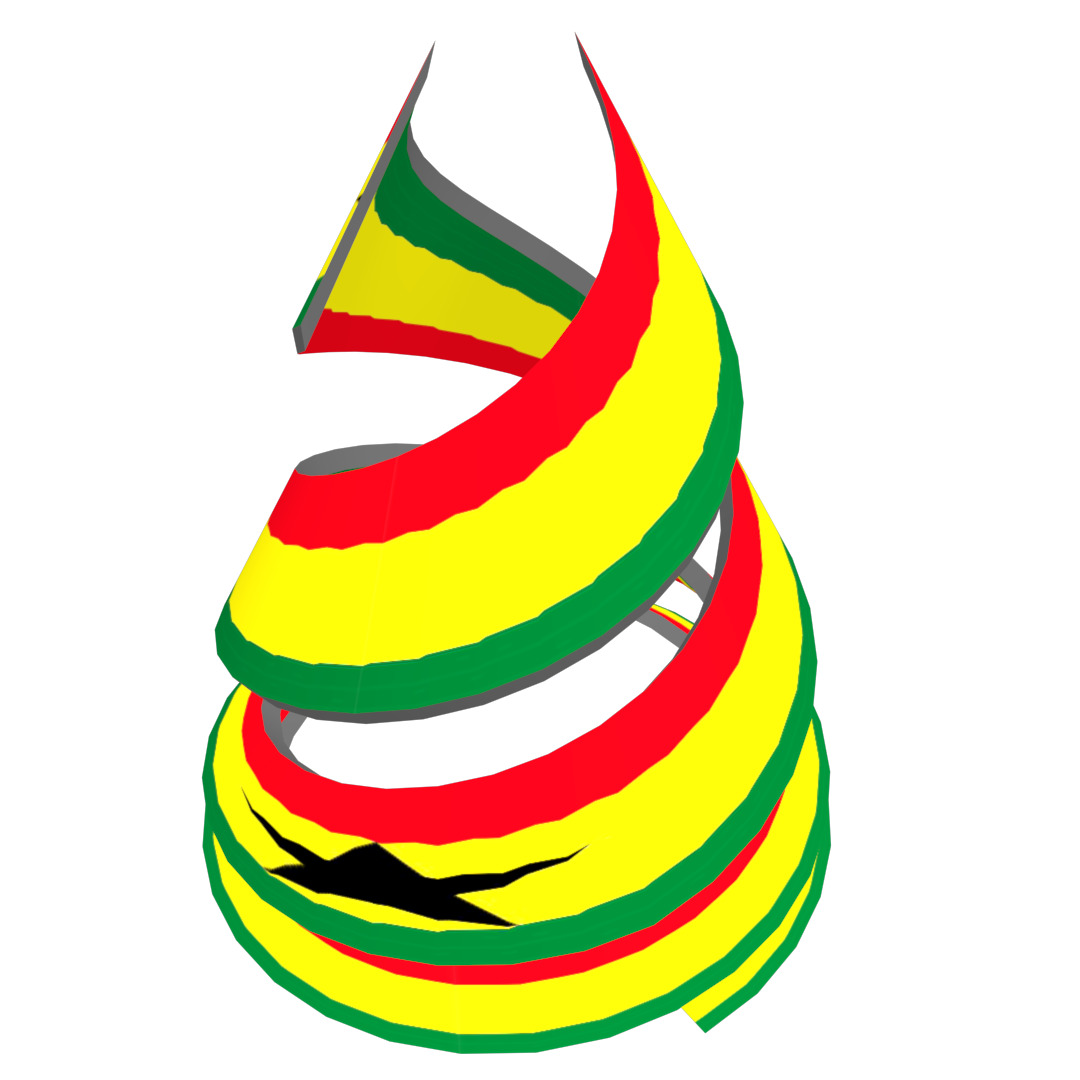 Ghana Flag on a double spiral helix structure 3D model_22