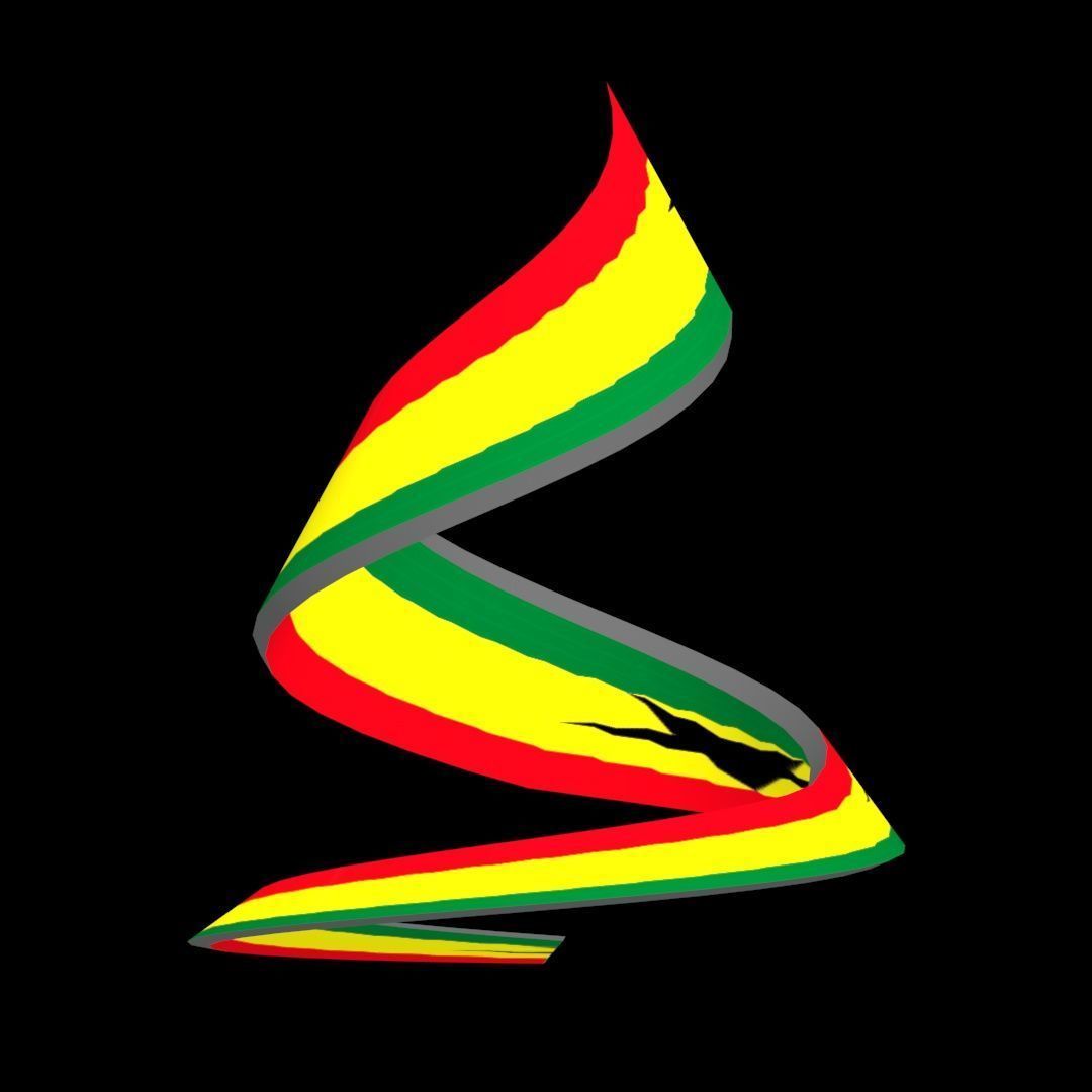 Ghana Flag on a double spiral helix structure 3D model_60