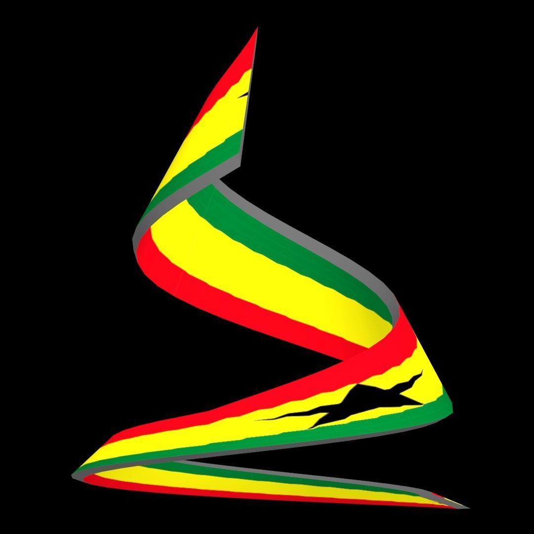 Ghana Flag on a double spiral helix structure 3D model_57