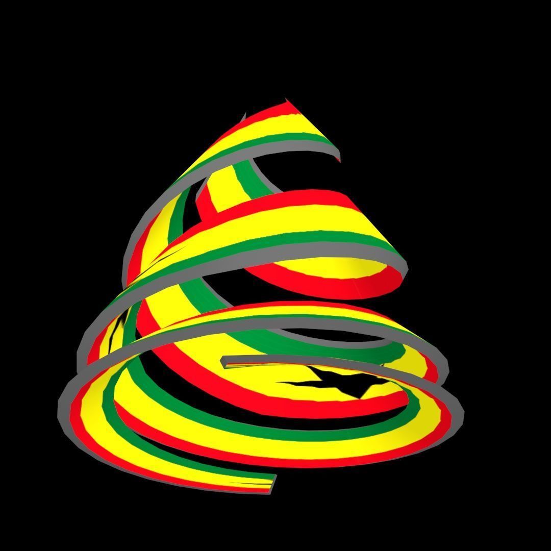 Ghana Flag on a double spiral helix structure 3D model_43