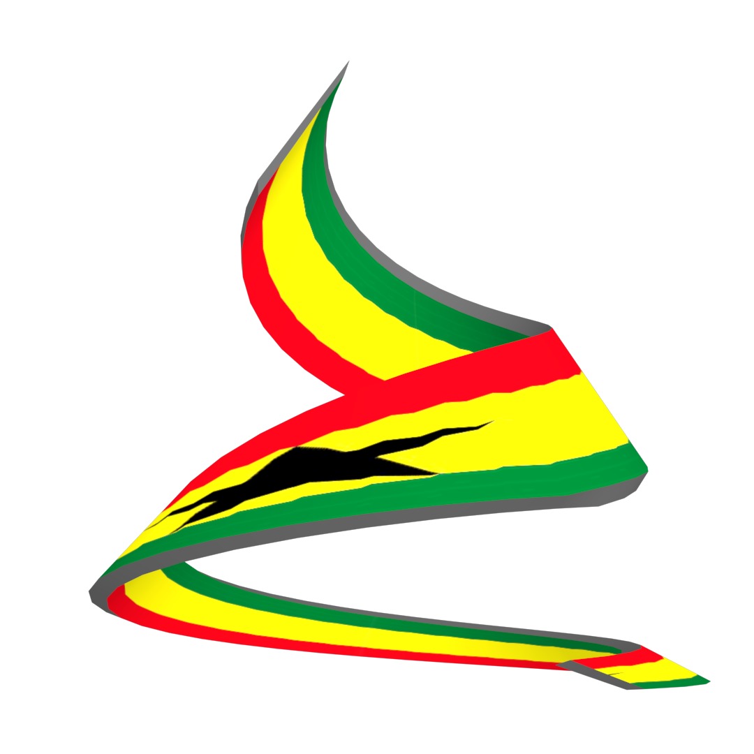 Ghana Flag on a double spiral helix structure 3D model_3