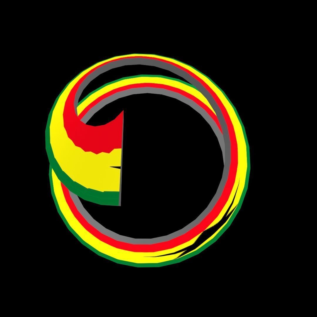 Ghana Flag on a double spiral helix structure 3D model_58