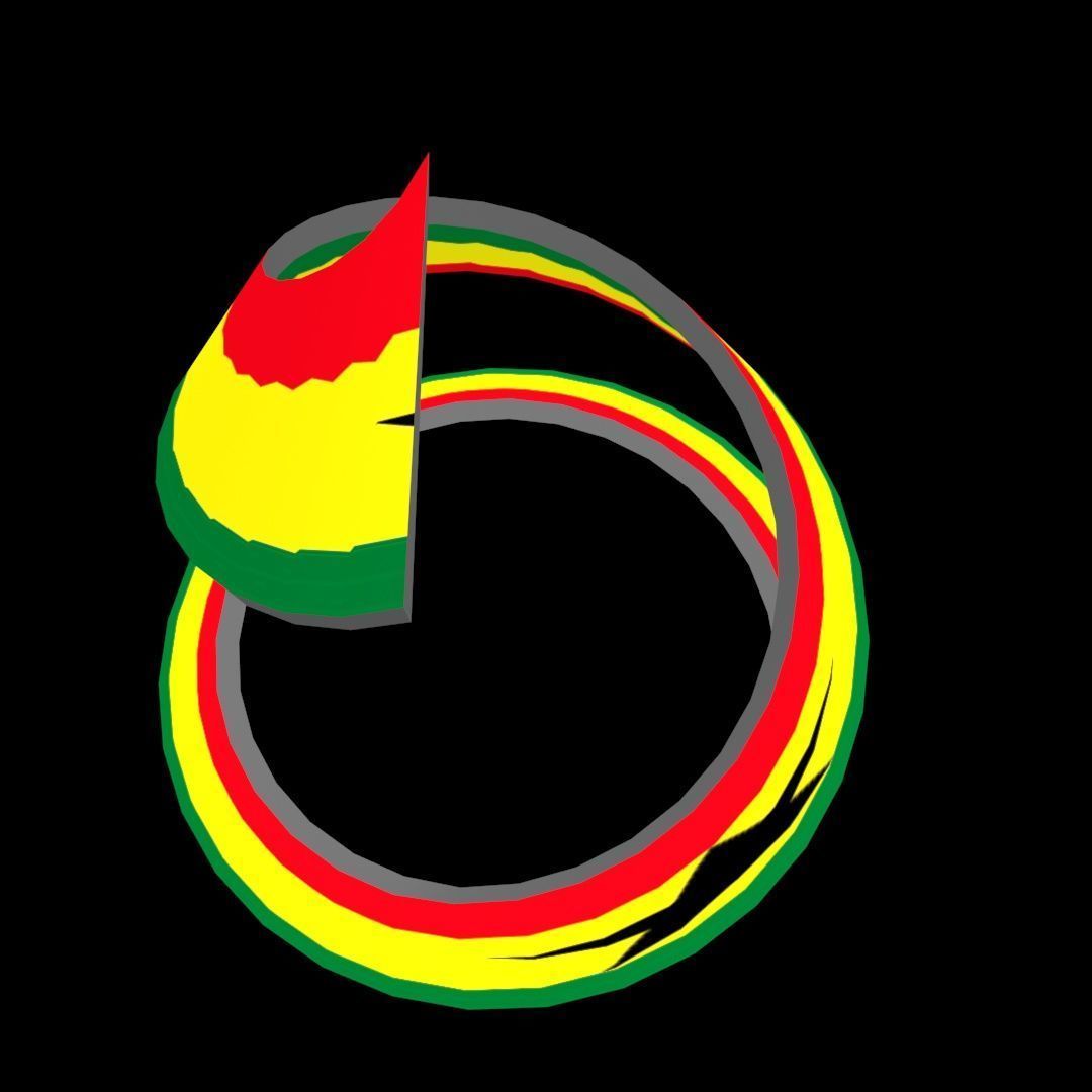 Ghana Flag on a double spiral helix structure 3D model_62