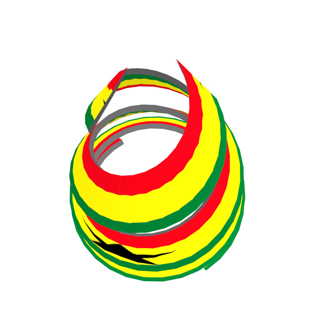 Ghana Flag on a double spiral helix structure 3D model_23
