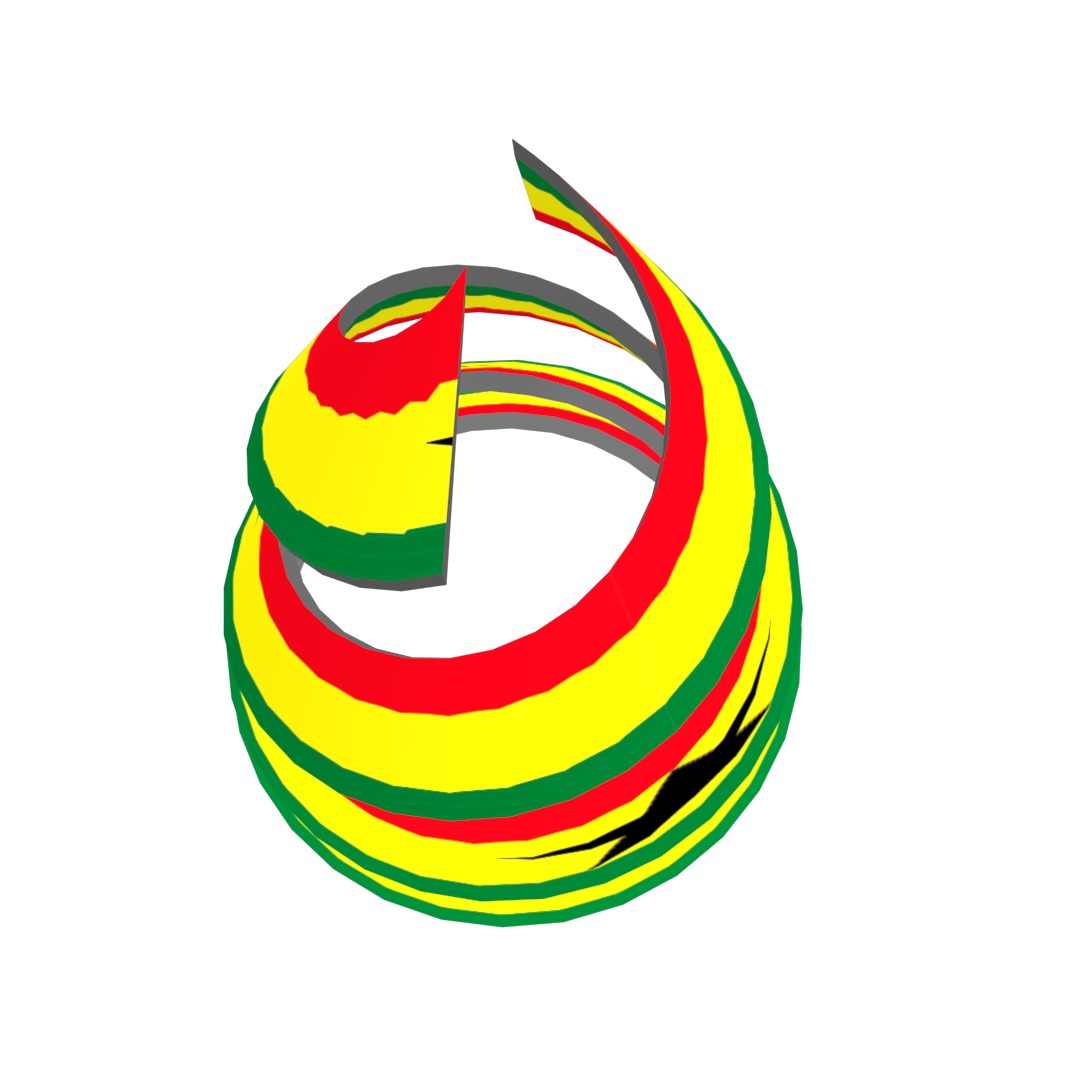 Ghana Flag on a double spiral helix structure 3D model_24