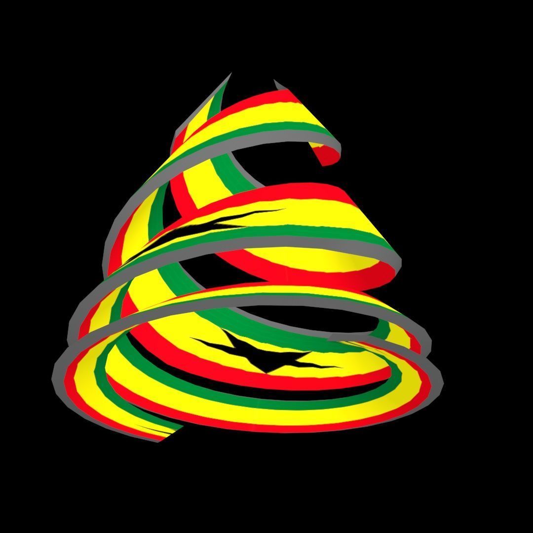 Ghana Flag on a double spiral helix structure 3D model_50