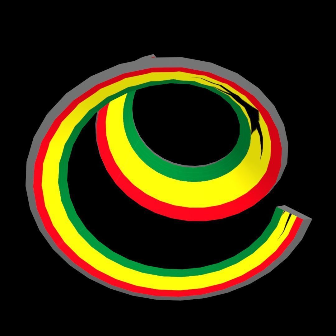 Ghana Flag on a double spiral helix structure 3D model_52
