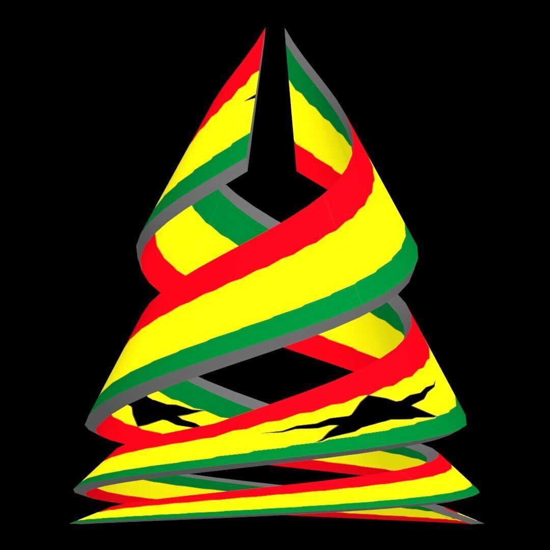 Ghana Flag on a double spiral helix structure 3D model_33