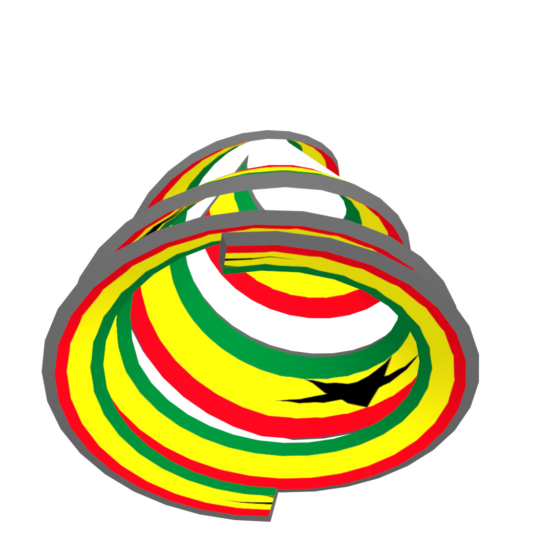 Ghana Flag on a double spiral helix structure 3D model_16