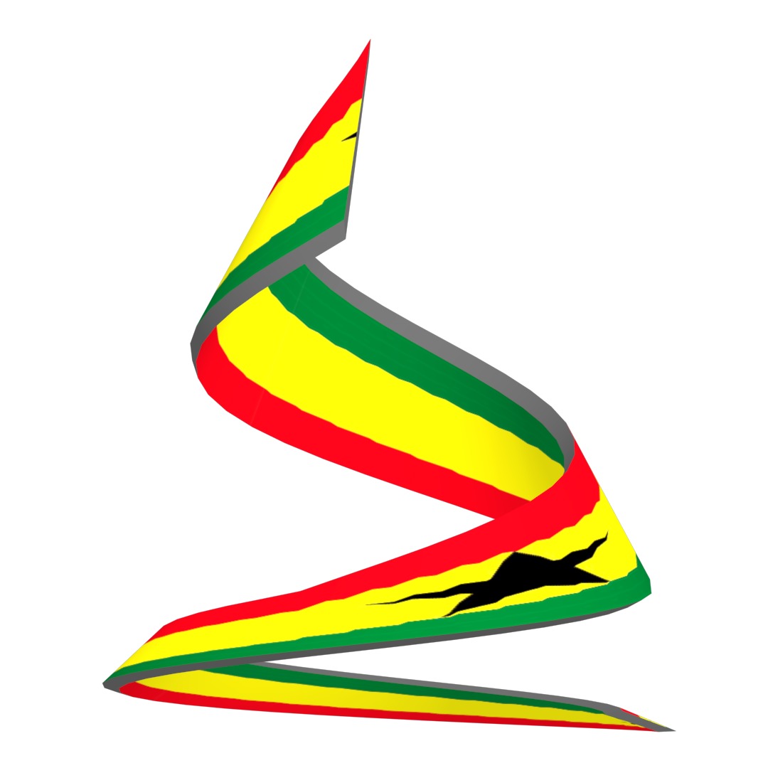 Ghana Flag on a double spiral helix structure 3D model_1