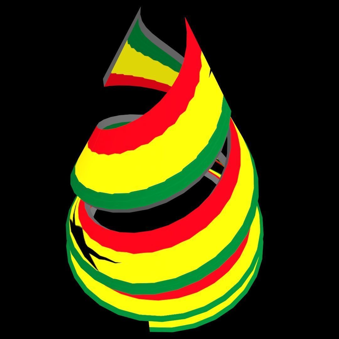 Ghana Flag on a double spiral helix structure 3D model_35