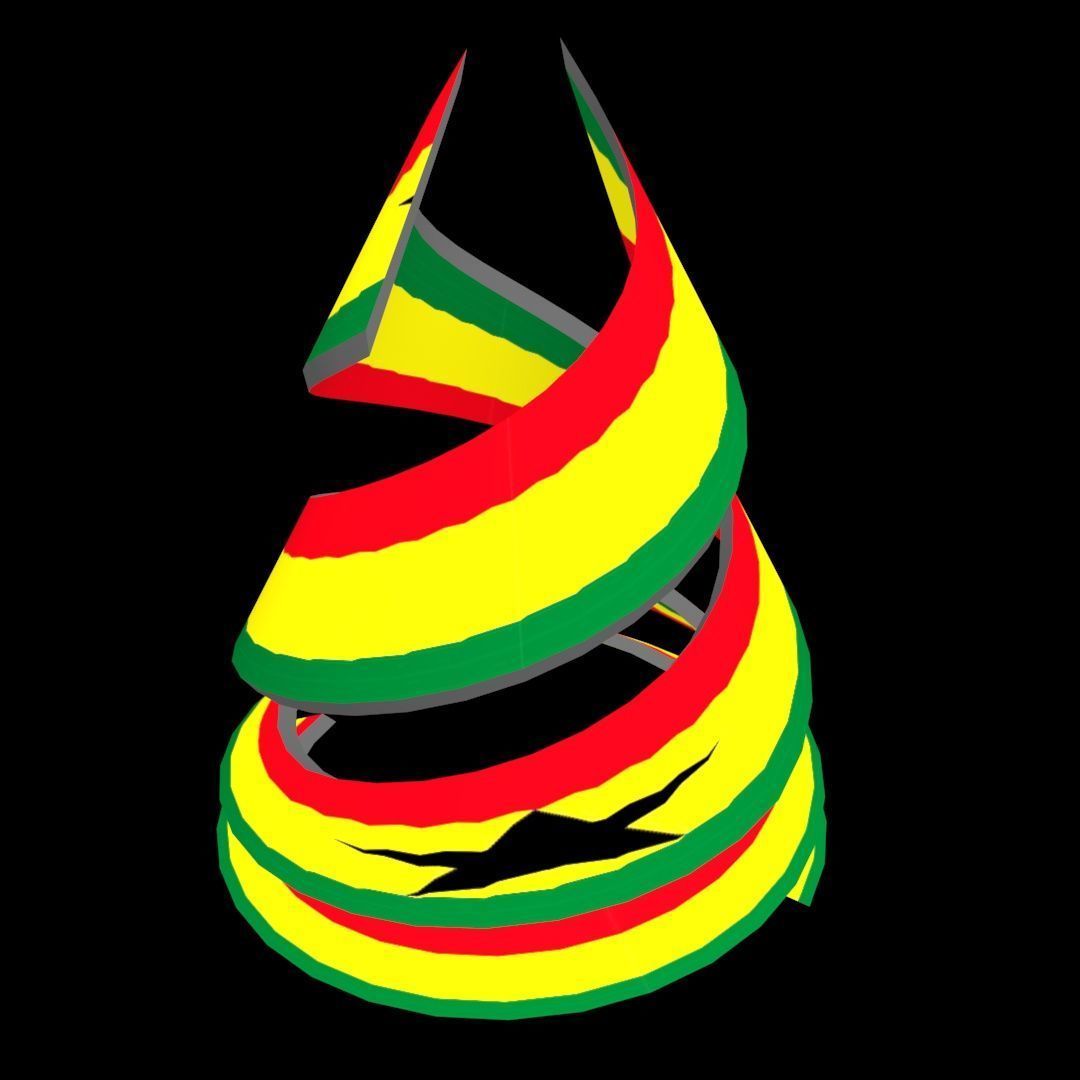 Ghana Flag on a double spiral helix structure 3D model_40