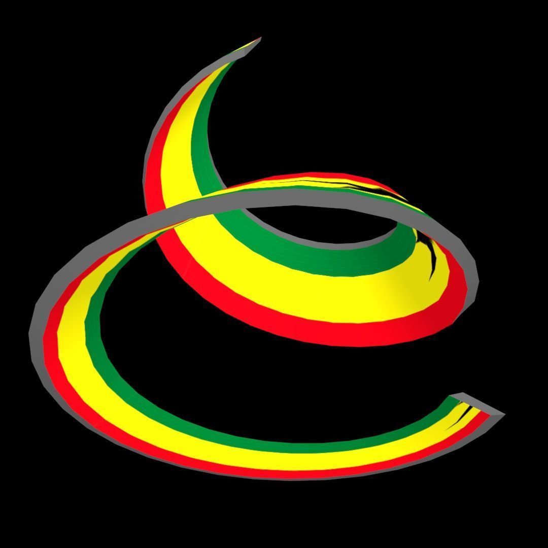 Ghana Flag on a double spiral helix structure 3D model_59